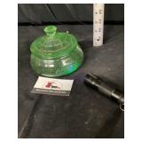 Uranium glass glass covered dish