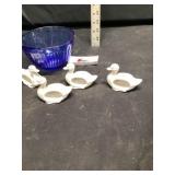 Pyrex bowl and goose napkin holders