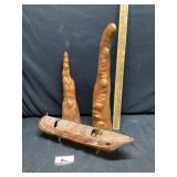 Hand vintage Chinese hand carved bamboo, junk