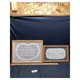 Handmade doilies in picture frames