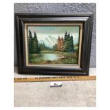 Signed, scenic view acrylic painting