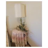 MCM green glass table lamp, table & decor