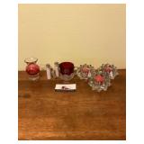 Candles, glass souvenirs & vase