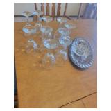 Stemmed glassware & tray/bowl
