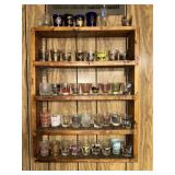 Shot glasses on display shelf