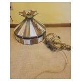 Vintage stained glass hanging light fixture