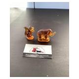 Fostoria amber glass figures