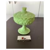 Fenton uranium glass lime compote & lid