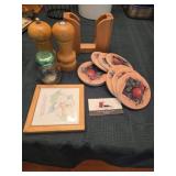 Salt and Pepper Grinders, Coasters, Napkin Holder