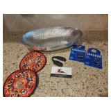 Osborne Bull Wine Charms, Metal Serving Tray