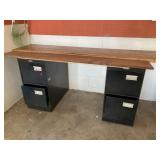 Two lightweight file cabinets and wood top