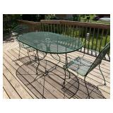 Metal patio table and two chairs