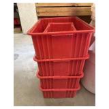 Red organizing bins