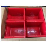 8 red bins