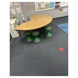Adjustable kidney shaped table, bring help to