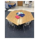 Adjustable table and chairs contents not included