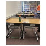 Six desks and chairs contents not included, b