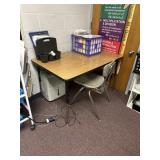 Adjustable table 30 x 48" chair contents not