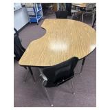 Adjustable horseshoe table and three chairs