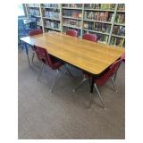 Adjustable table 8ï¿½ x 36 and five chairs