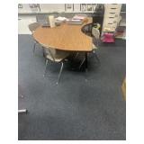 Kidney shaped desk and six chairs 72 x 39