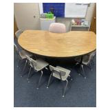 Adjustable horseshoe table and chairs