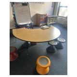 Adjustable horseshoe table contents not included
