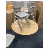 36 round adjustable table with chairs