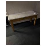 Approximately 5 foot wooden table off kitchen