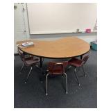 Horseshoe table and the four chairs