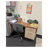 Metal desk 45 x 24 x 29 content not included,