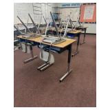 25 adjustable desks and chairs contents not