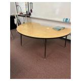 Adjustable horseshoe table contents not included
