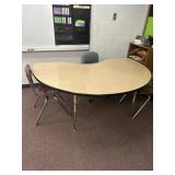 Horseshoe table and three chairs bring help to