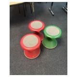 Three wobbly stool chairs