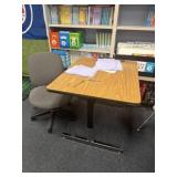Adjustable desk and chair 30 x 36 contents not