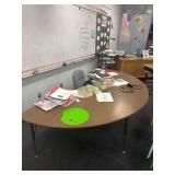 Adjustable horseshoe table and chair contents,