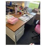 Metal teachers desk, 60 x 30 contents, not