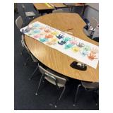 Kidney table 72 x 35 and six chairs contents not