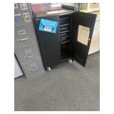 Metal cabinet 42 x 27 x 27 rolling contents not