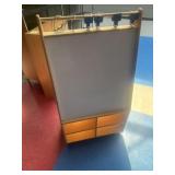 Rolling easel in lunchroom