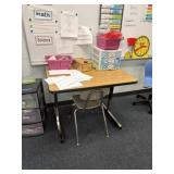 Adjustable Table and chair 30 x 36 contents not