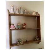 Wood shelf and figurines