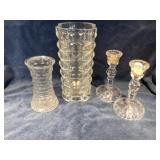 Victoria Glass Vase, candlesticks