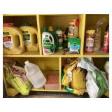 Preen, miracle gro, plant and flour food items
