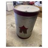Vintage circus themed painted wooden barrel