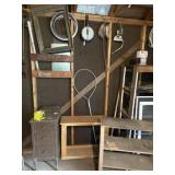 Wooden shelves, frame, miscellaneous