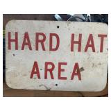 Metal hard hat area sign
