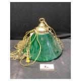 Green glass hanging lamp