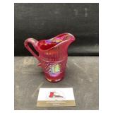 Fenton ruby red iridescent pitcher